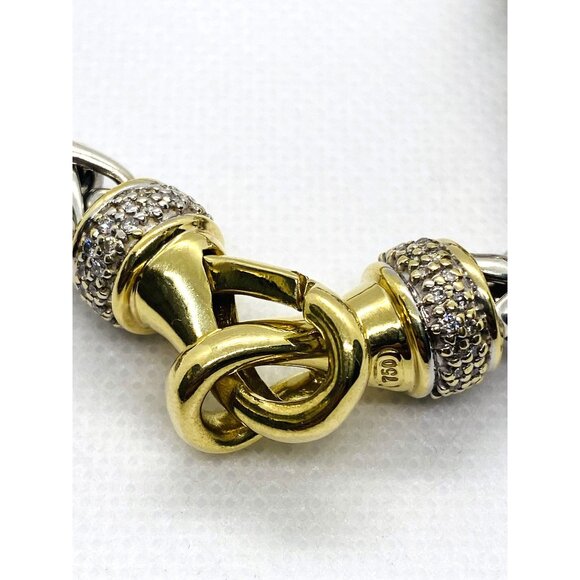 David Yurman Sterling Silver 925 18K 750 Diamond Wheat Necklace 98 Grams! - Picture 4 of 11